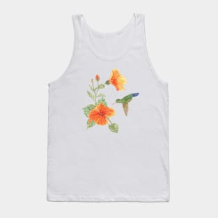 Green Hummingbird and San Joaquin Flower Tank Top